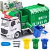 Joyfy Friction-Powered Garbage Truck Toy – DIY Assembly with Lights, Sounds, Garbage Toy Play Car Vehicles Gift for Boys & Girls Ages 1 2 3 4 5