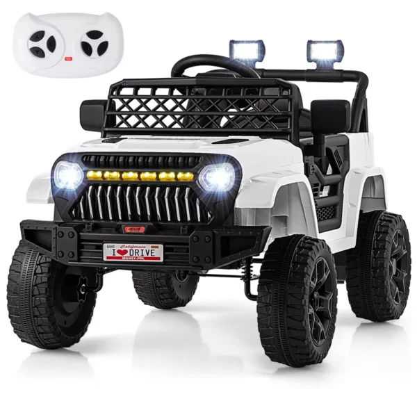 Costway 12V Kids Ride on Truck Car w/ Parental Remote 3 Speeds LED Lights & Music Player - Image 2