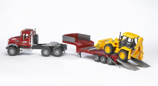 MACK® Granite Flatbed Truck with JCB Loader Backhoe - Premium 1:50 Scale Die-Cast Model Set (40.12.9 Series) - Image 3