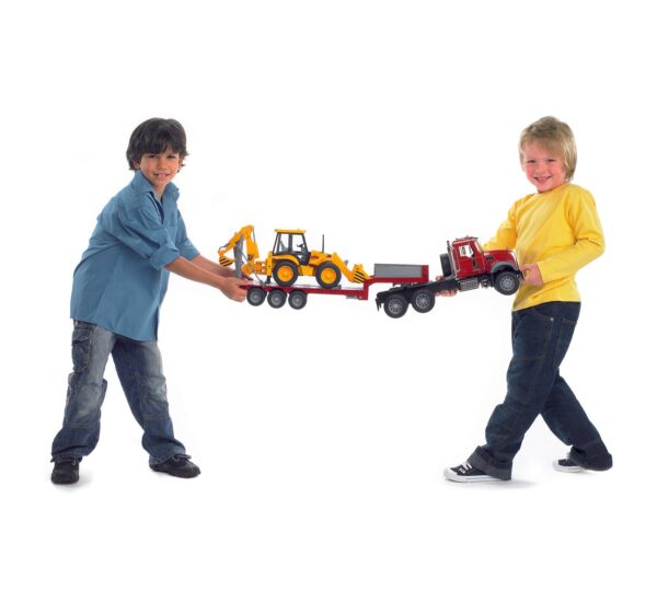 MACK® Granite Flatbed Truck with JCB Loader Backhoe - Premium 1:50 Scale Die-Cast Model Set (40.12.9 Series) - Image 5