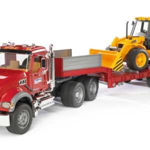 MACK® Granite Flatbed Truck with JCB Loader Backhoe - Premium 1:50 Scale Die-Cast Model Set (40.12.9 Series)