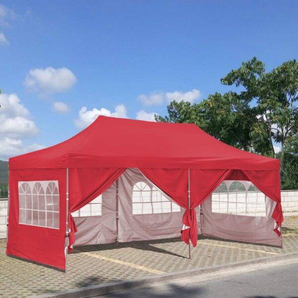 Zenova Heavy-Duty 10' x 20' Pop-Up Canopy Gazebo Tent - Red (New Model) - Image 2