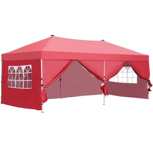Zenova Heavy-Duty 10' x 20' Pop-Up Canopy Gazebo Tent - Red (New Model) - Image 4