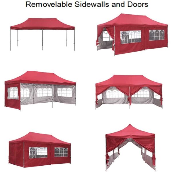 Zenova Heavy-Duty 10' x 20' Pop-Up Canopy Gazebo Tent - Red (New Model) - Image 7