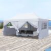 Zenova 10'x20' Pop up Canopy Tents with 6 Sidewalls Portable Folding Outdoor Gazebo Tent for Wedding Party - White