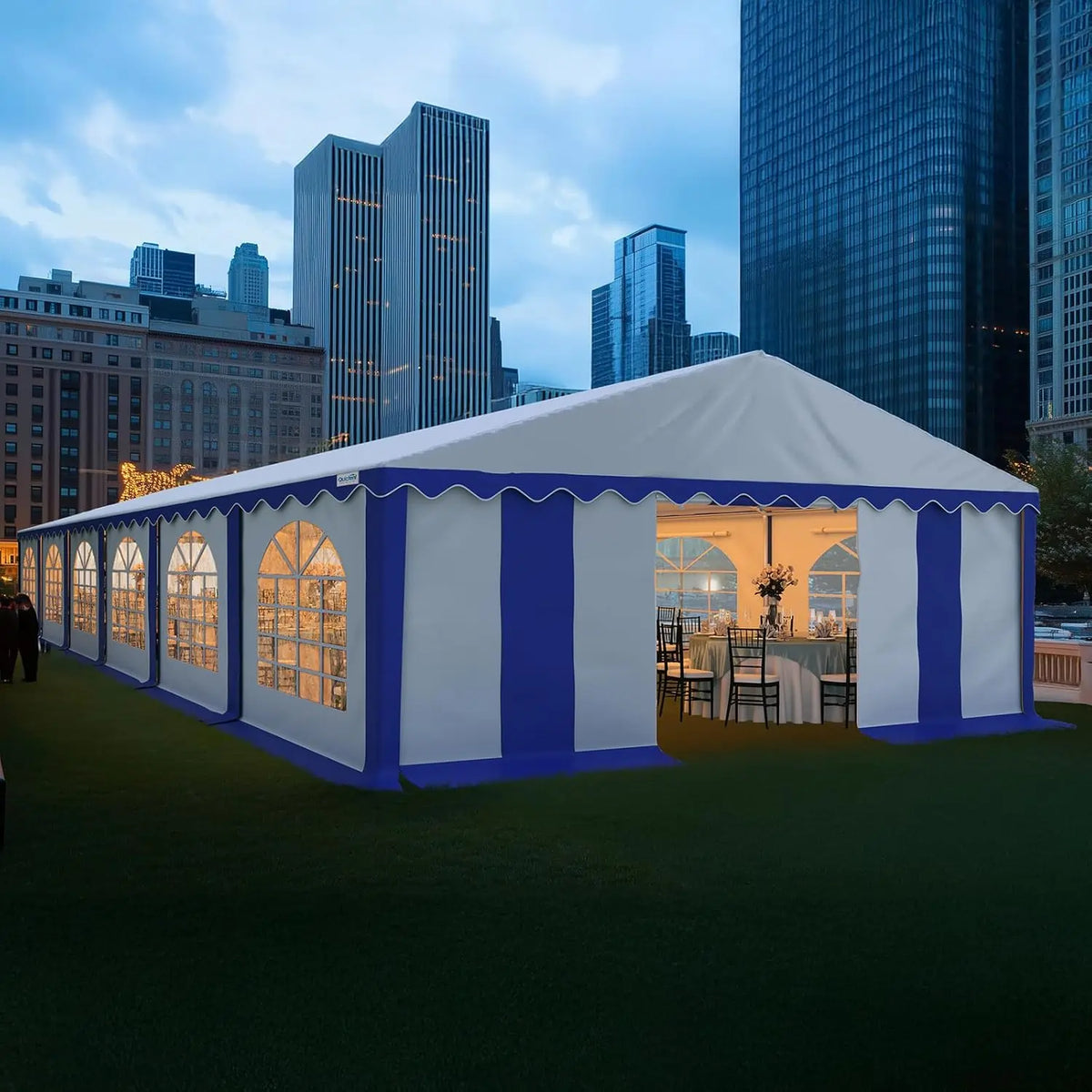 20' x 40' Heavy Duty Party Tent - Stripe Blue&White - Image 2