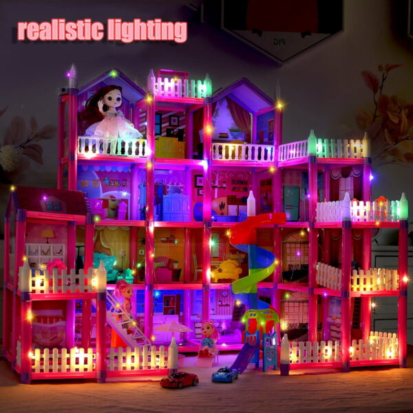 Colorful Light Dollhouse with Furniture Sets - Image 2
