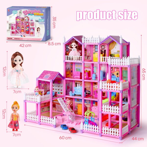 Colorful Light Dollhouse with Furniture Sets - Image 9