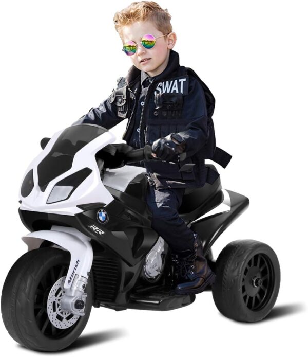Kids Electric Ride on Motorcycle w/Headlights &Music, Pedal, Licensed BMW 6V Battery Powered 3 Wheels Motorcycle Toy for Children Boys & Girls, (Black) - Image 2