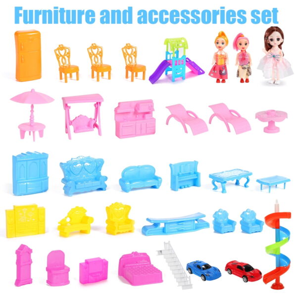 Colorful Light Dollhouse with Furniture Sets - Image 8