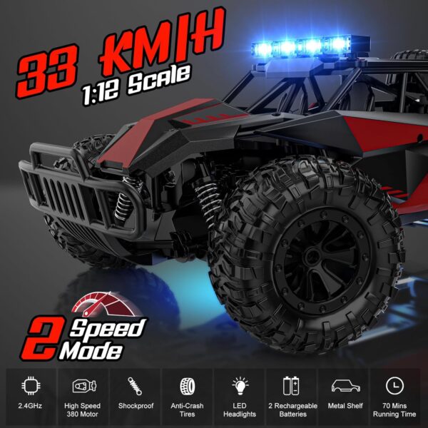 2.4GHz High-Speed RC Monster Truck - 33KM/H Off-Road Beast with LED Lights - Image 3