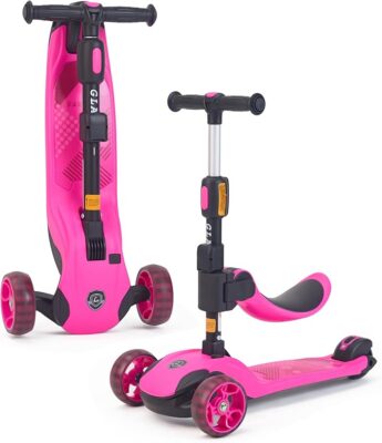Kick Scooter Adjustable Height for Kids Ages 2-6 3 Wheel Scooter with LED Light and Extra Wide Deck ，Kids Scooter， Blue