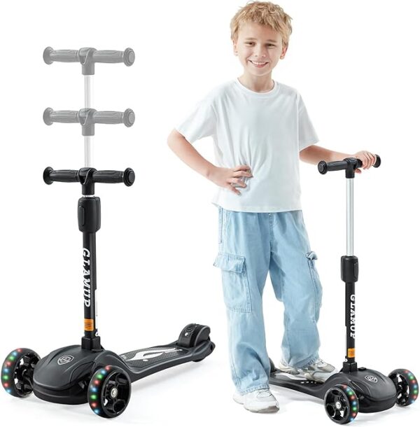 Kick Scooter Adjustable Height Adjustable Handlebar，Kids Scooter 3 Wheel with LED Lights，Suitable Kids Ages 2，Ages 6，Ages 8，Extra Wide Deck for Boys and Girls - Image 2