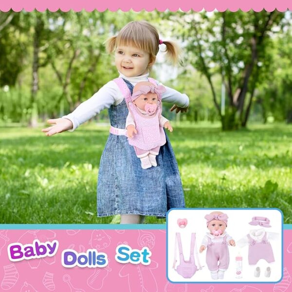 12" Baby Doll Playset with Carrier – Complete Nurturing Pretend Play Set - Image 2