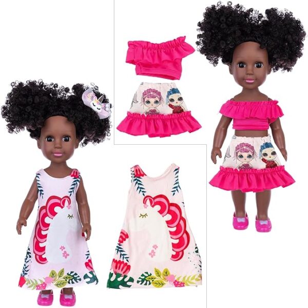 14.5" African American Fashion Doll – Stylish & Posable with Multiple Outfits - Image 2