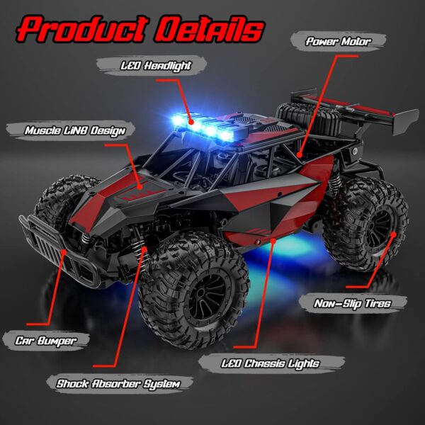 2.4GHz High-Speed RC Monster Truck - 33KM/H Off-Road Beast with LED Lights - Image 5