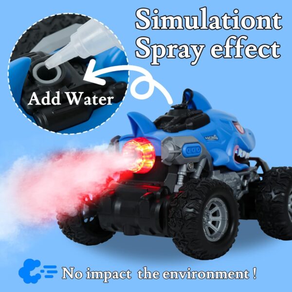 Blue Shark RC Monster Truck – Spray LED Light & High-Speed Stunts - Image 4