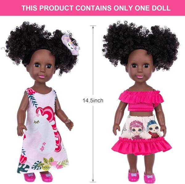 14.5" African American Fashion Doll – Stylish & Posable with Multiple Outfits - Image 3
