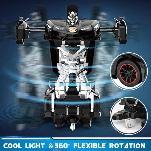 2-in-1 Transforming RC Police Car Robot Toy - One Button Deformation & 360° Drifting - Remote Control - Image 4
