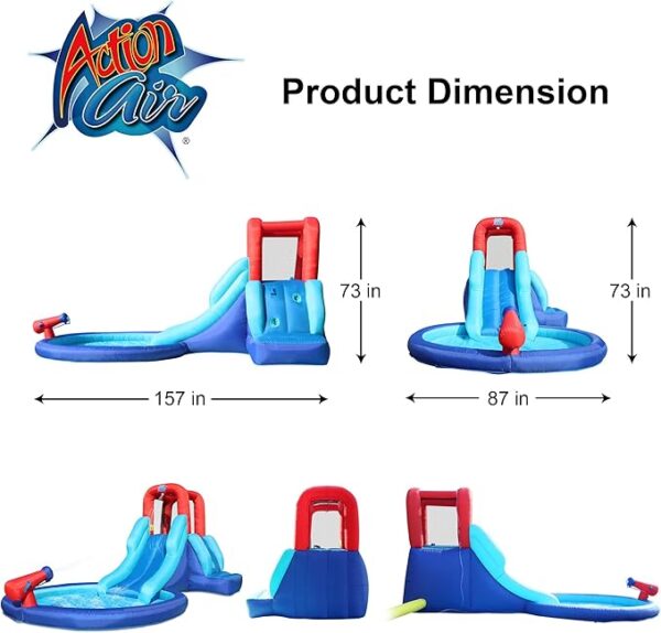 Inflatable Bounce House with Waterslide – 2-in-1 Wet/Dry Play Center - Ultimate Backyard Fun for Kids 3-6 Years - Image 3