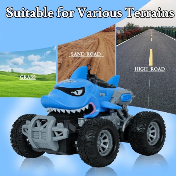 Blue Shark RC Monster Truck – Spray LED Light & High-Speed Stunts - Image 3
