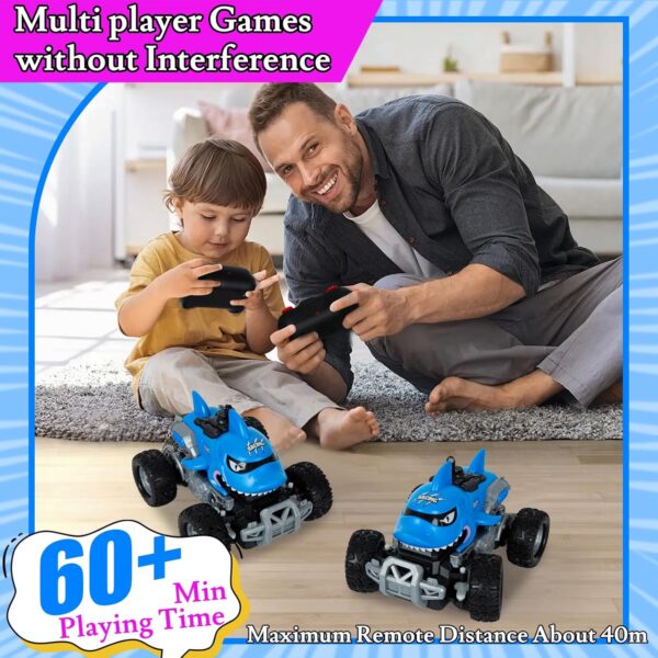 Blue Shark RC Monster Truck – Spray LED Light & High-Speed Stunts - Image 2