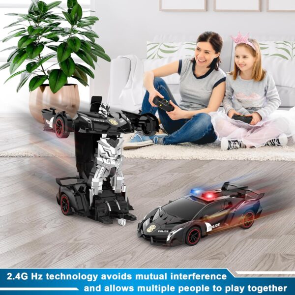 2-in-1 Transforming RC Police Car Robot Toy - One Button Deformation & 360° Drifting - Remote Control - Image 2