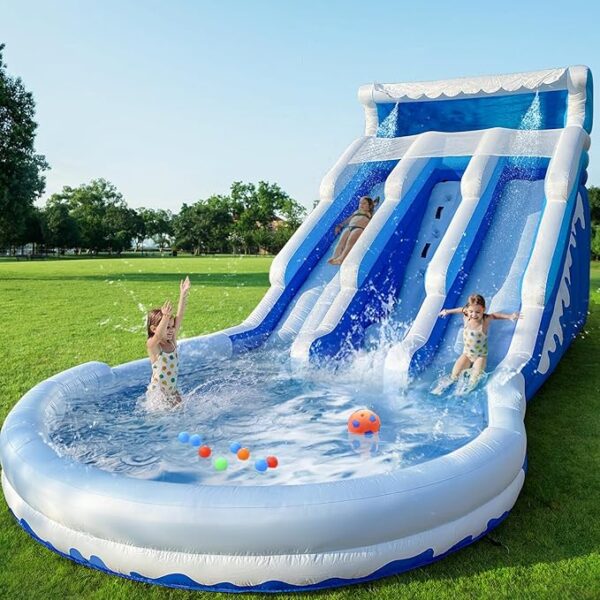 Large Inflatable Water Slide Swimming Pool Play Center,Triple Water Slides&Lightweight Premium Water Slide Bounce House 20.6x9.5x9.3Ft for Kids - Image 2