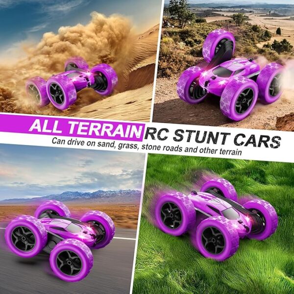 Purple RC Stunt Car for Girls - 360° Flips & LED Lights | 2.4GHz High-Speed Fun - Image 5