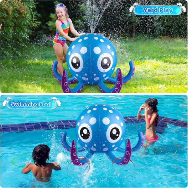 Inflatable Octopus Sprinkler – Splash & Play with 6 Floating Rings - Image 2