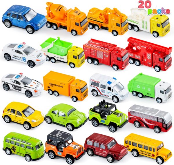20PCS Diecast Pull Back Cars Set for Toddlers | Metal Toy Vehicles Bulk Pack for Boys | Friction-Powered Race Car Collection | Educational Gift Set for Kids - Image 7