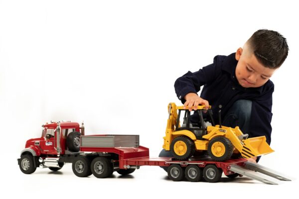MACK® Granite Flatbed Truck with JCB Loader Backhoe - Premium 1:50 Scale Die-Cast Model Set (40.12.9 Series) - Image 2