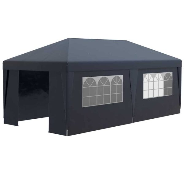 Outsunny 19' x 10' Pop Up Canopy with Sidewalls, Height Adjustable Large Party Tent with Leg Weight Bags - Blue
