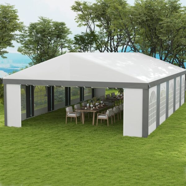 Outsunny 20' x 33' Heavy Duty Party Tent & Carport with Removable Sidewalls and Double Doors, Large Canopy Tent, Sun Shade - Image 5