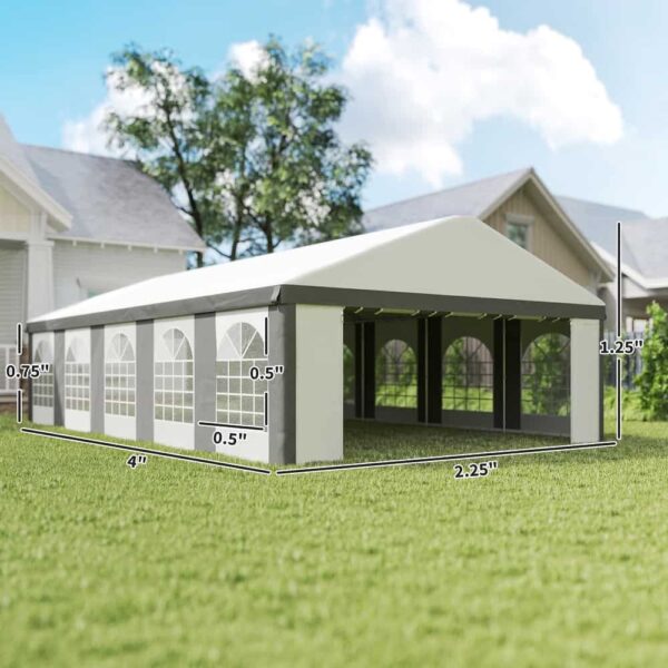 Outsunny 20' x 33' Heavy Duty Party Tent & Carport with Removable Sidewalls and Double Doors, Large Canopy Tent, Sun Shade - Image 3