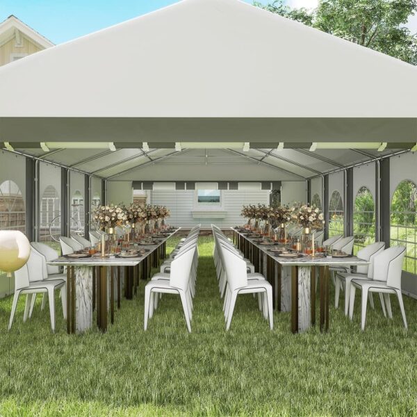 Outsunny 20' x 33' Heavy Duty Party Tent & Carport with Removable Sidewalls and Double Doors, Large Canopy Tent, Sun Shade - Image 6