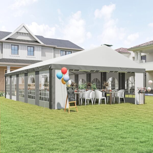 Outsunny 20' x 33' Heavy Duty Party Tent & Carport with Removable Sidewalls and Double Doors, Large Canopy Tent, Sun Shade - Image 7