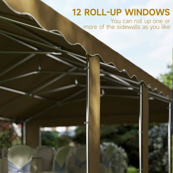Outsunny 20' x 40' Heavy Duty Party Tent, Galvanized Outdoor Canopy Tent Large Event Shelter with Removable Sidewalls - Brown - Image 5
