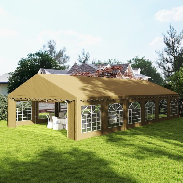 Outsunny 20' x 40' Heavy Duty Party Tent, Galvanized Outdoor Canopy Tent Large Event Shelter with Removable Sidewalls - Brown - Image 2