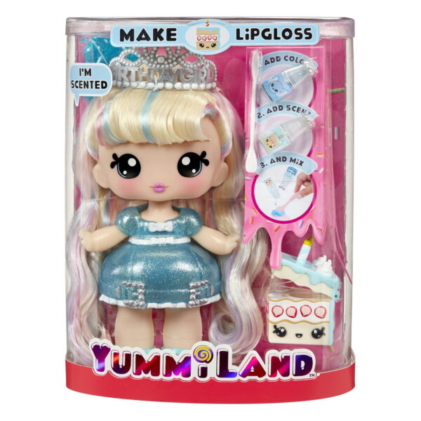 Yummiland Large Doll + Lipgloss Pet – Callie Birthday Cake (Ages 4+) - Image 2