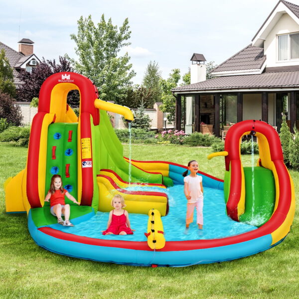 Costway Kids Inflatable Water Slide Bounce Park Splash Pool with Water Cannon & 480W Blower - Image 2