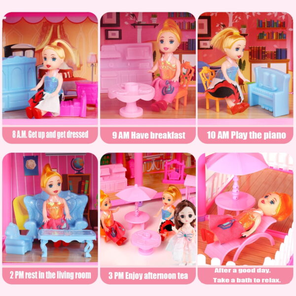 Colorful Light Dollhouse with Furniture Sets - Image 6